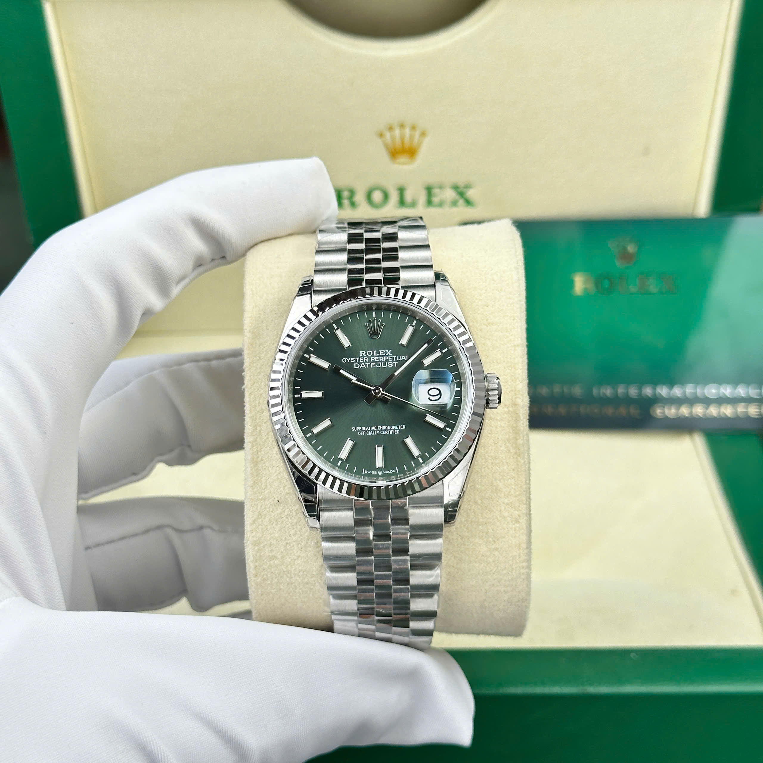 Đồng Hồ Rolex DateJust 126234 Mặt Xanh Lá Cây Replica 11 Nhà Máy VS 36mm