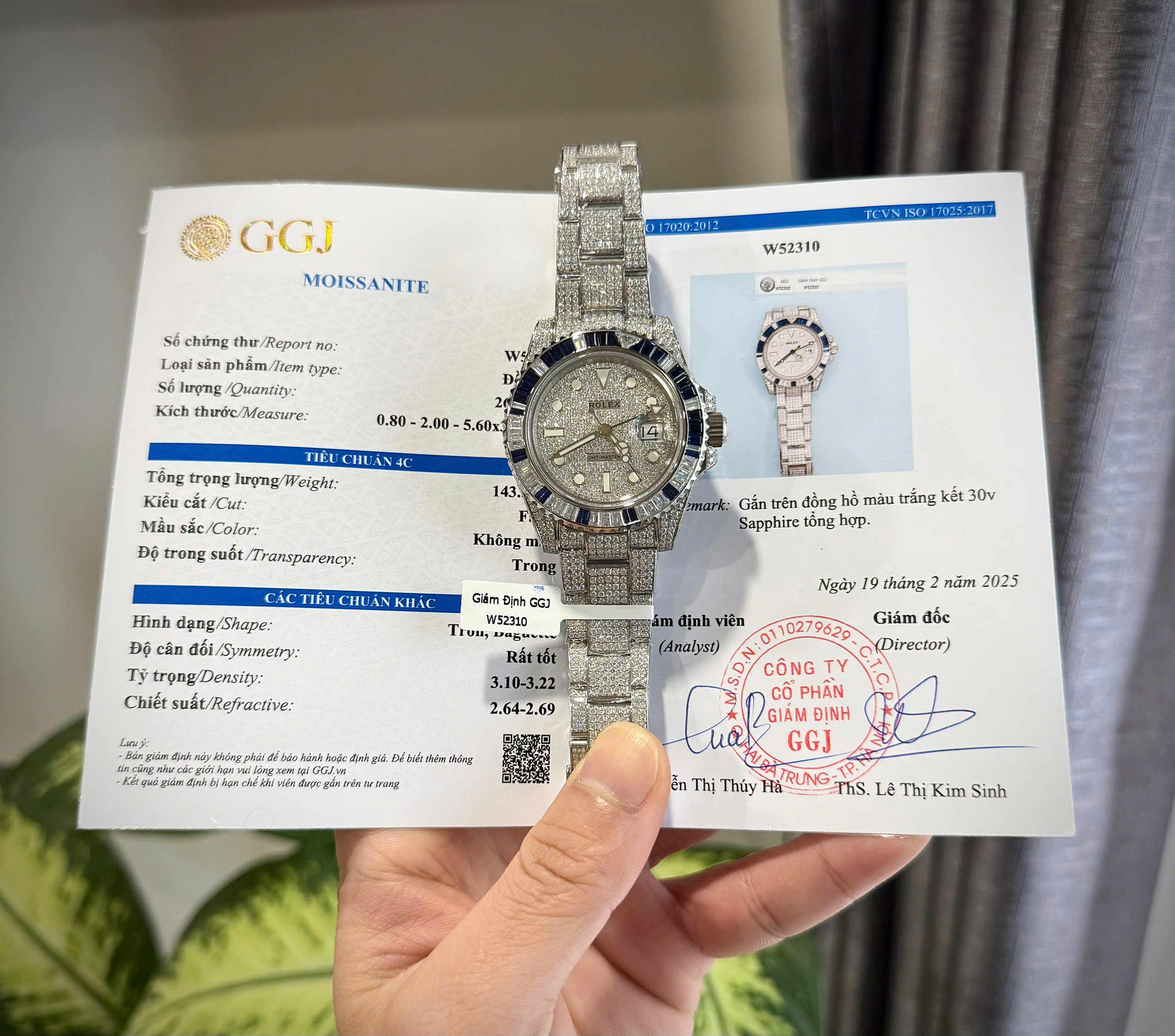 Đồng Hồ Rolex GMT Master II Đính Full Kim Cương Moissanite và Sapphire 40mm