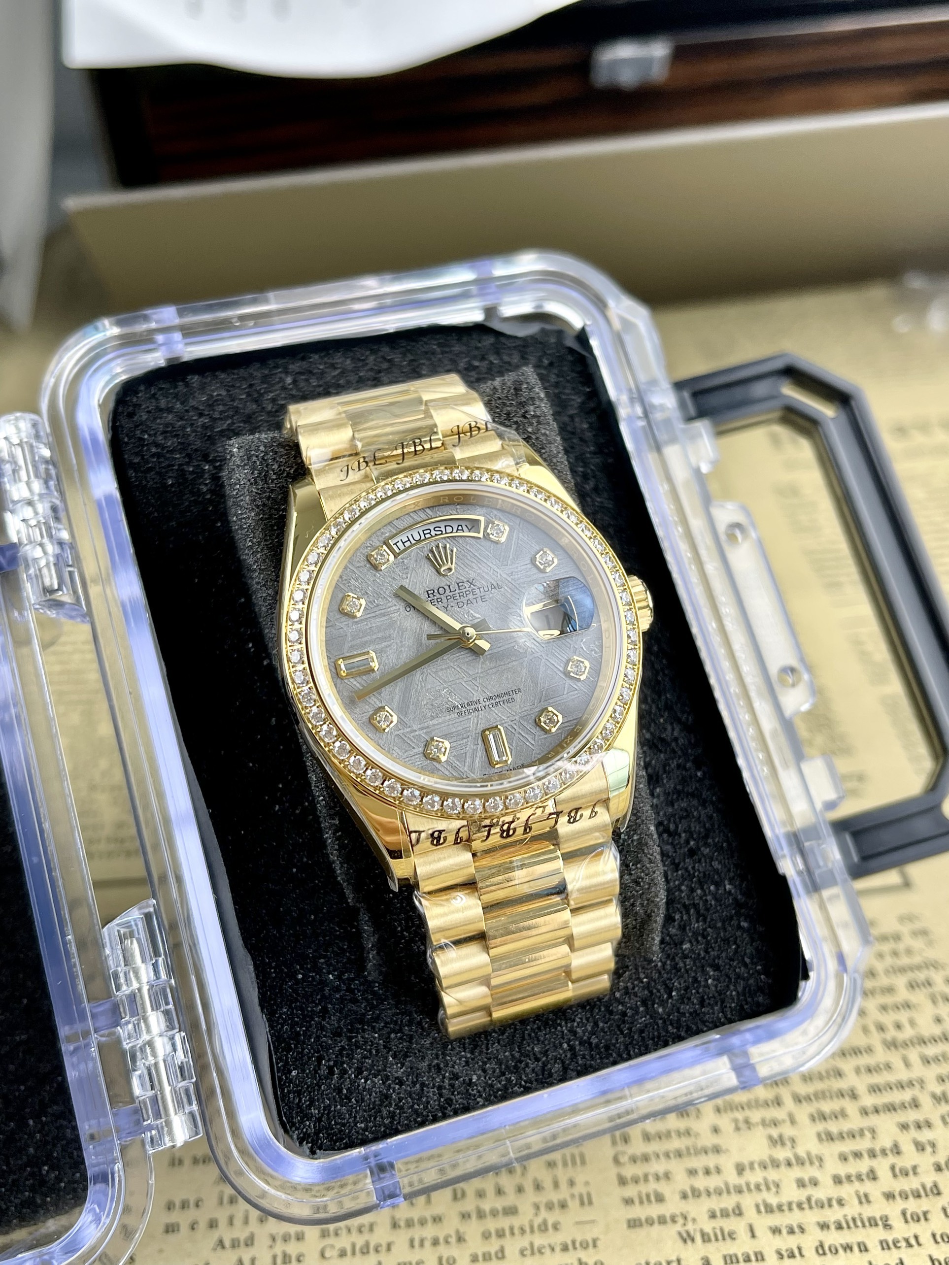 Đồng Hồ Rolex Mặt Thiên Thạch Day-Date Mạ Vàng 18K Fake 11 RAF 36mm