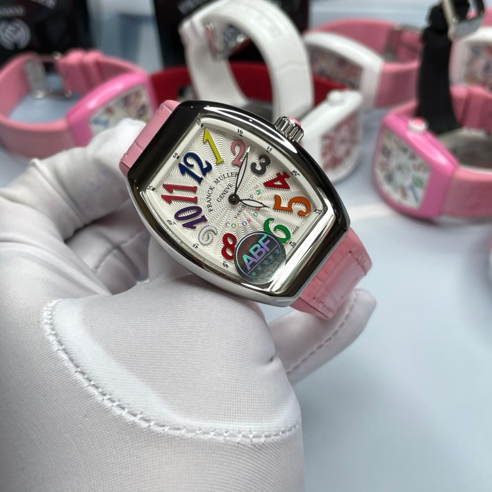 Đồng hồ Franck Muller V32 dây cao su màu hồng ABF Thụy Sỹ 36mm 