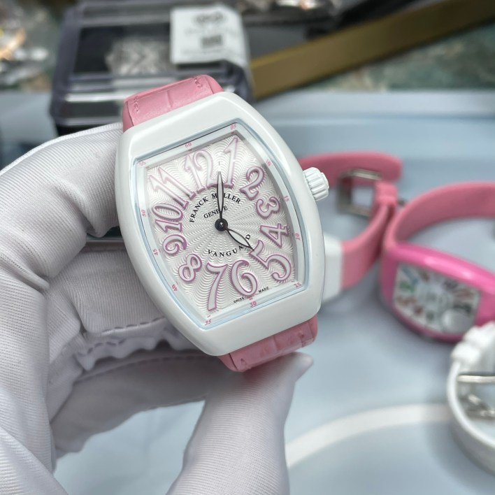 Đồng hồ Franck Muller V32 nữ siêu cấp dây cao su 2 màu 36mm 