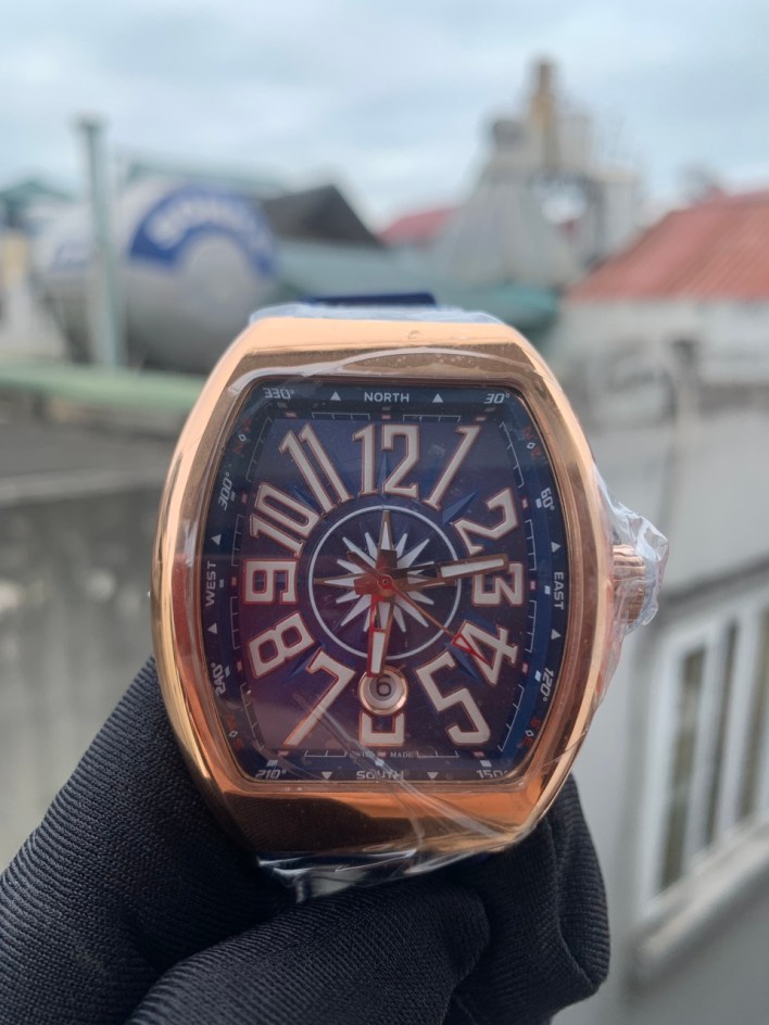 Đồng hồ Franck Muller V45 nam máy cơ Automatic màu xanh dương 44mm 