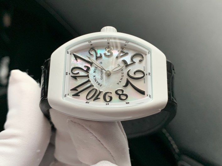 Đồng hồ Franck Muller Vanguard V32 nữ Ceramic khảm trai Replica 1:1 36mm 