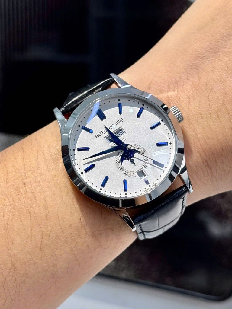 Đồng hồ Patek Philippe 5396R mặt trắng máy cơ nhật rẻ fake cao cấp 40mm 
