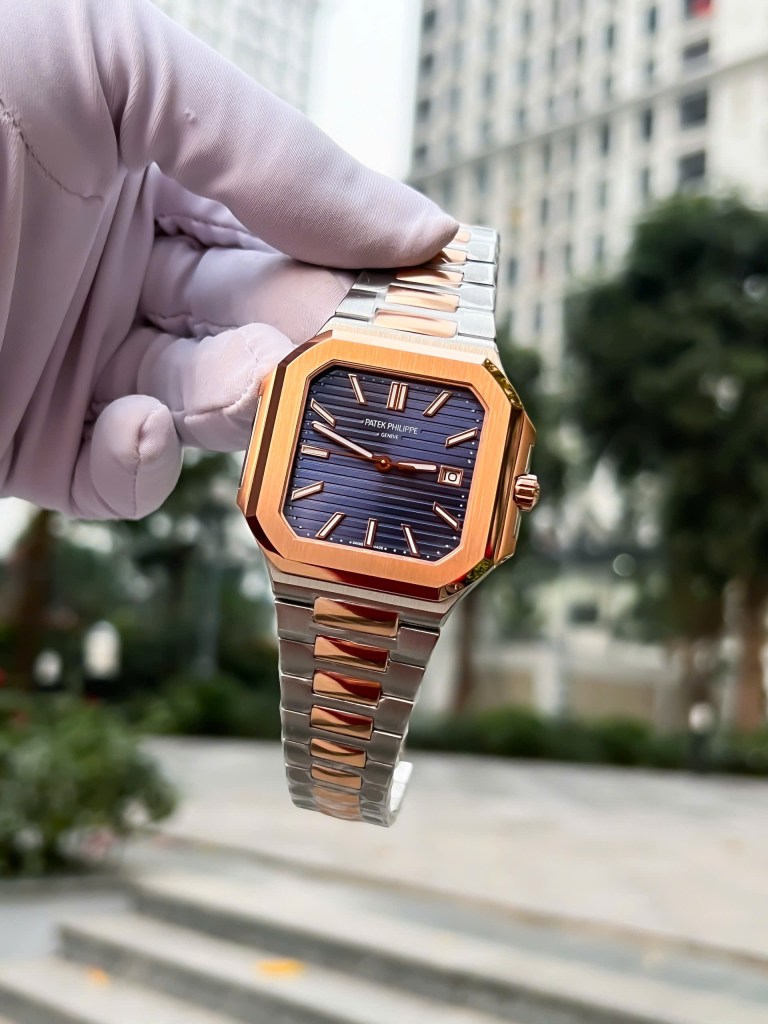 Đồng hồ Patek Philippe Cubitus 5821 Replica 11 mặt vuông màu xanh blue 45mm 
