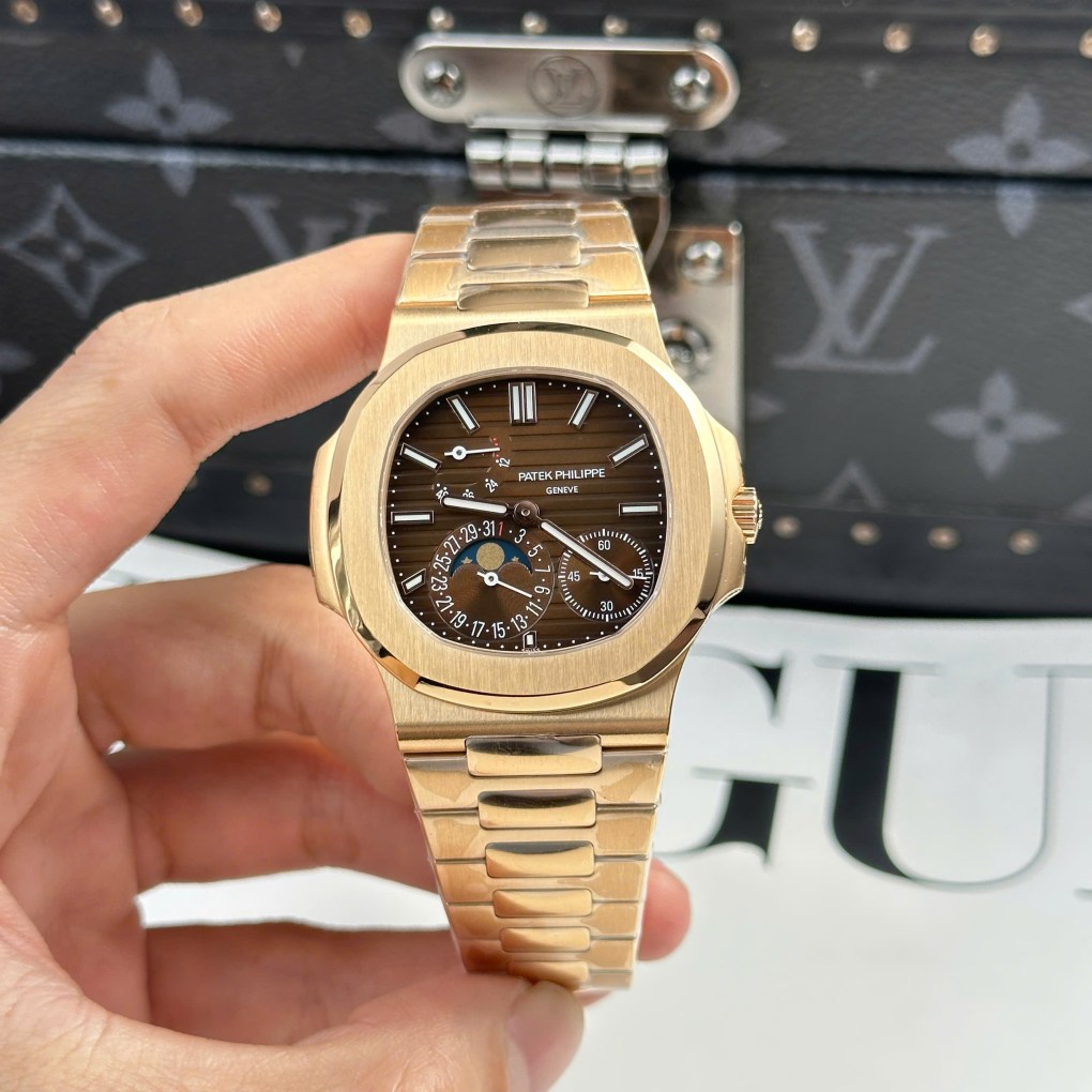 Đồng hồ Patek Philippe Nautilus 5712R Chế Tác mặt nâu dây kim loại nhà máy PPF 40mm 