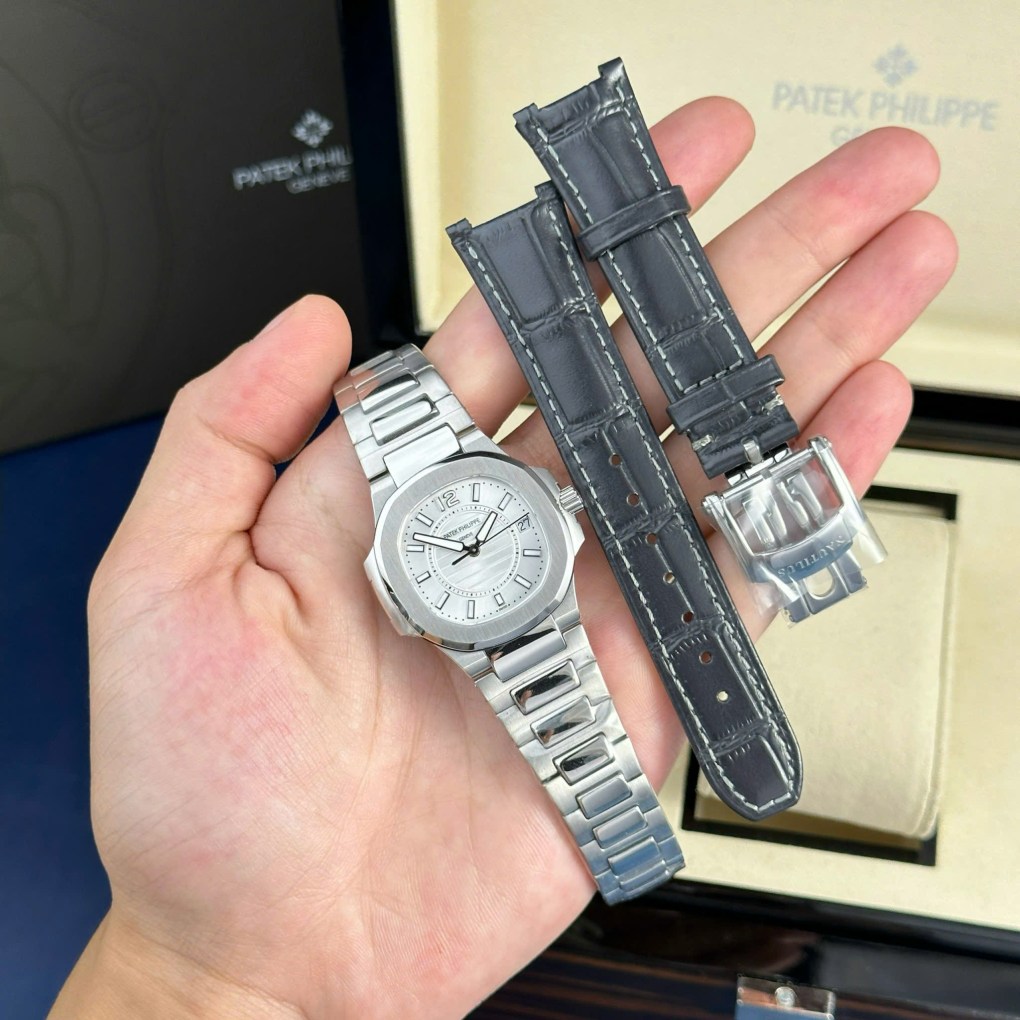 Đồng hồ Patek Philippe Nautilus 7010 Replica 11 mặt trắng máy pin GRF 32mm 
