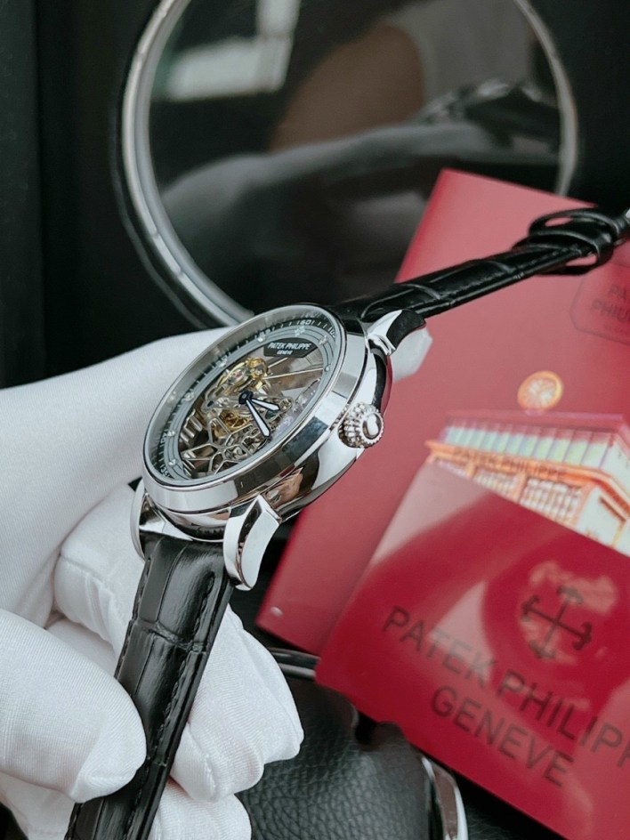 Đồng hồ Patek Philippe nam dây da màu xanh PP Sky Open Heart 2021 Super Fake 
