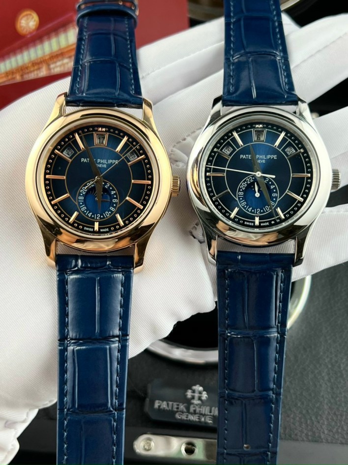 Đồng hồ Patek Philippe nam dây da màu xanh Complication 5205 Super Fake Nhật 40mm 