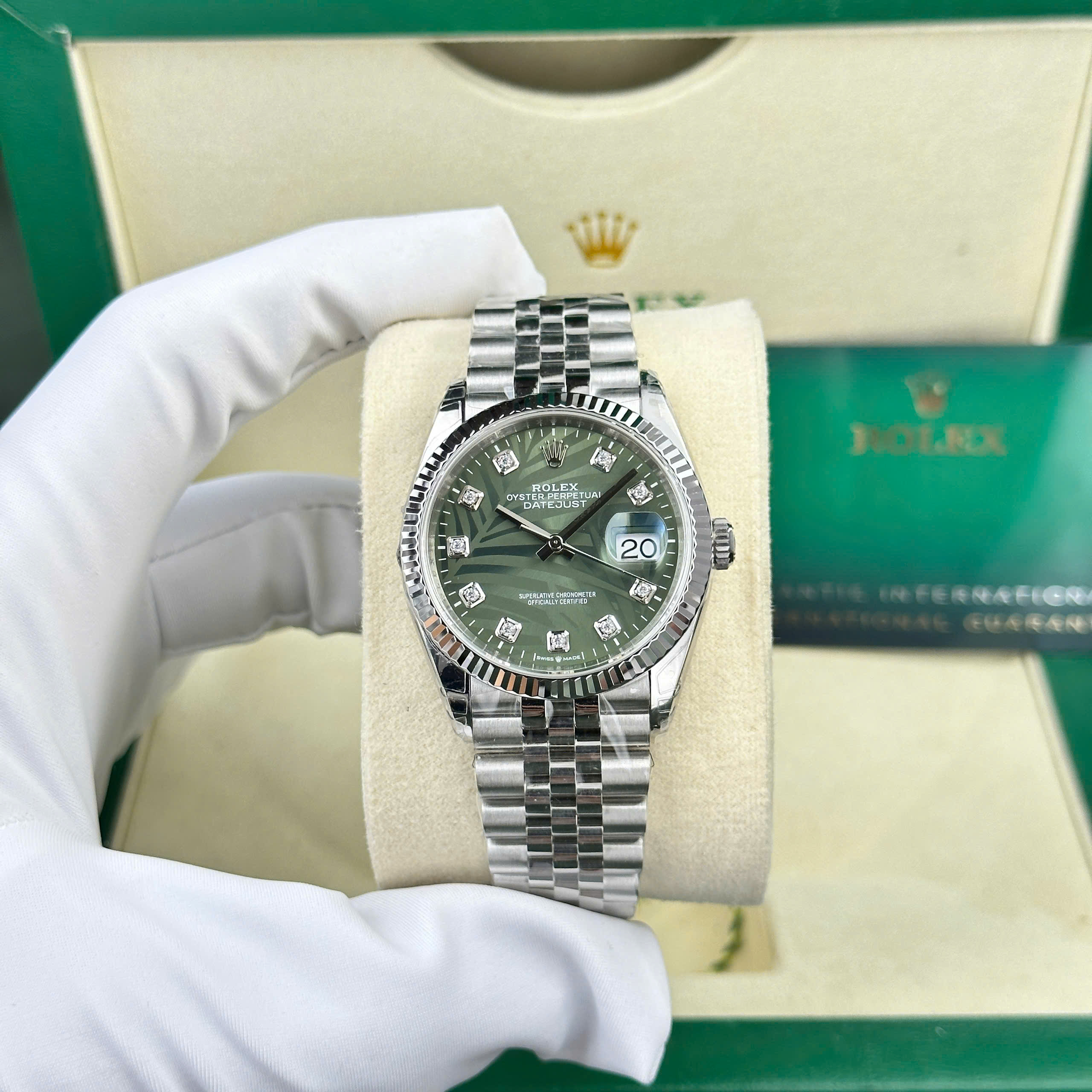 Đồng hồ Rolex DateJust 126234 Rep 1 1 mặt số là cây nhiệt đới nhà máy VS 36mm