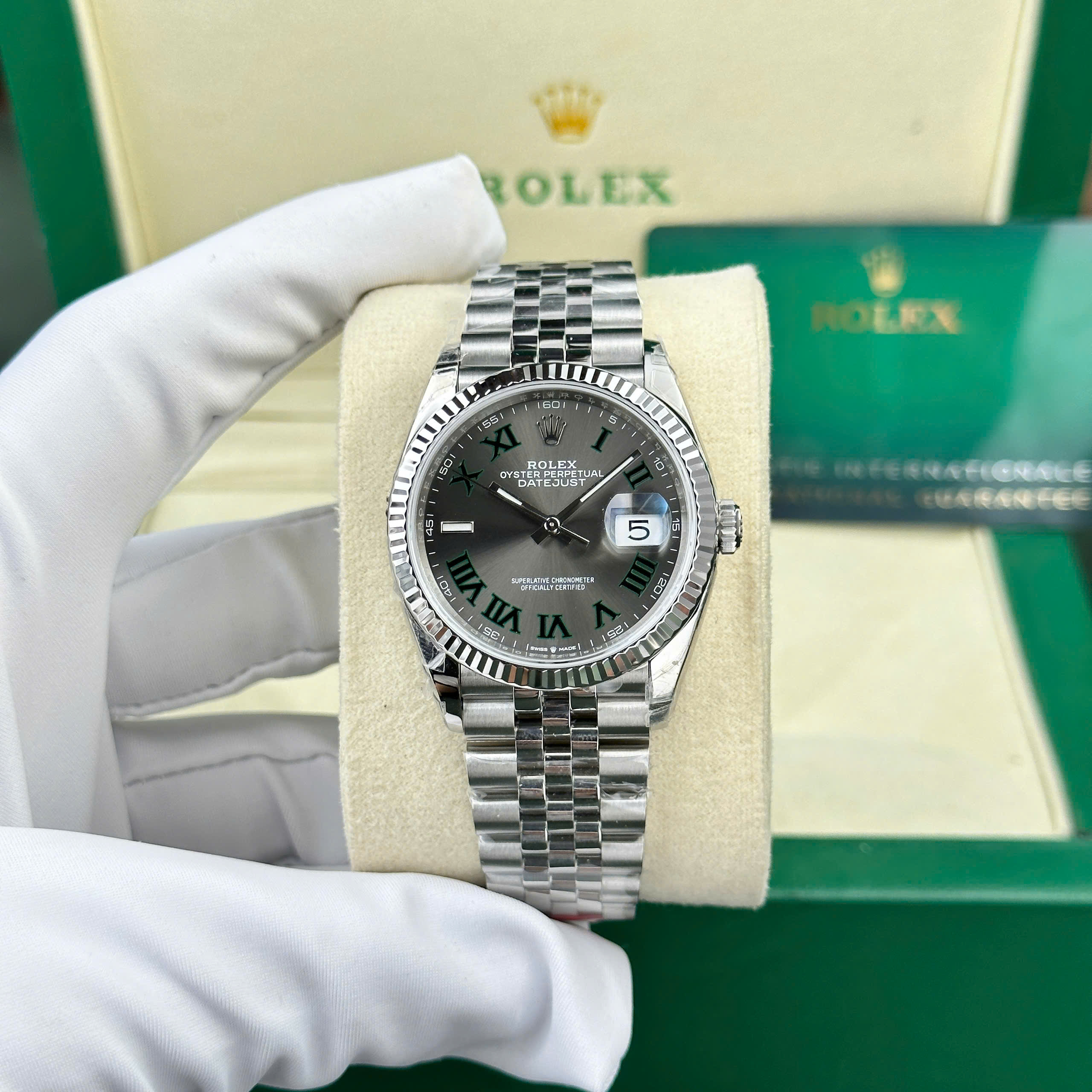 Đồng hồ Rolex DateJust 126234 Replica 11 mặt số wimbledon nhà máy VS 36mm