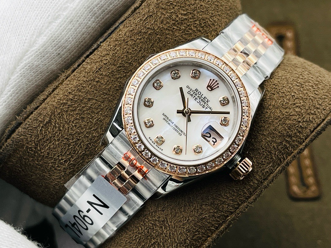Đồng hồ Rolex DateJust Lady nữ mặt khảm xà cừ Rep 11 Thụy Sỹ 28mm