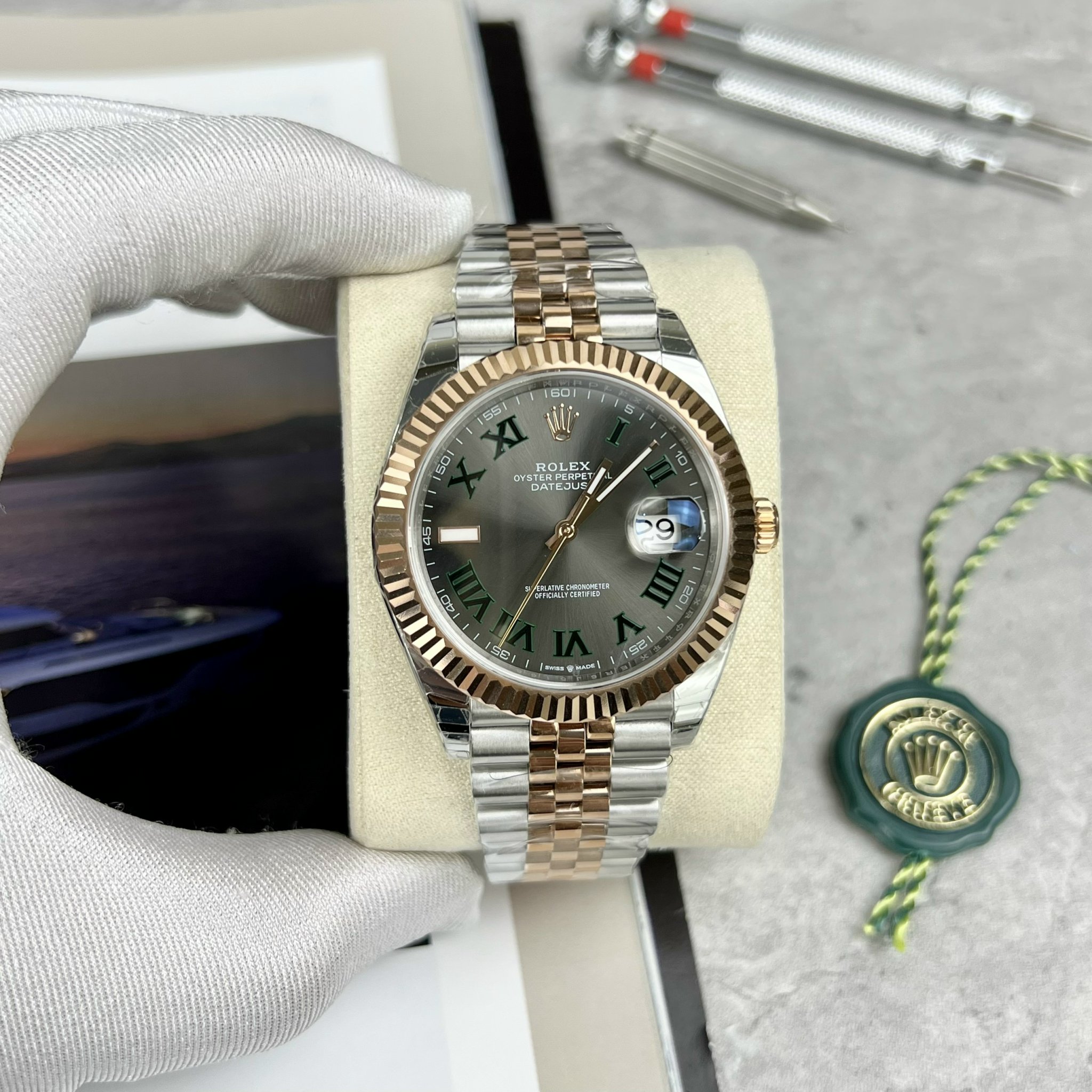Đồng hồ Rolex DateJust nam cọc số la mã Rep 1:1 EW Factory 41mm