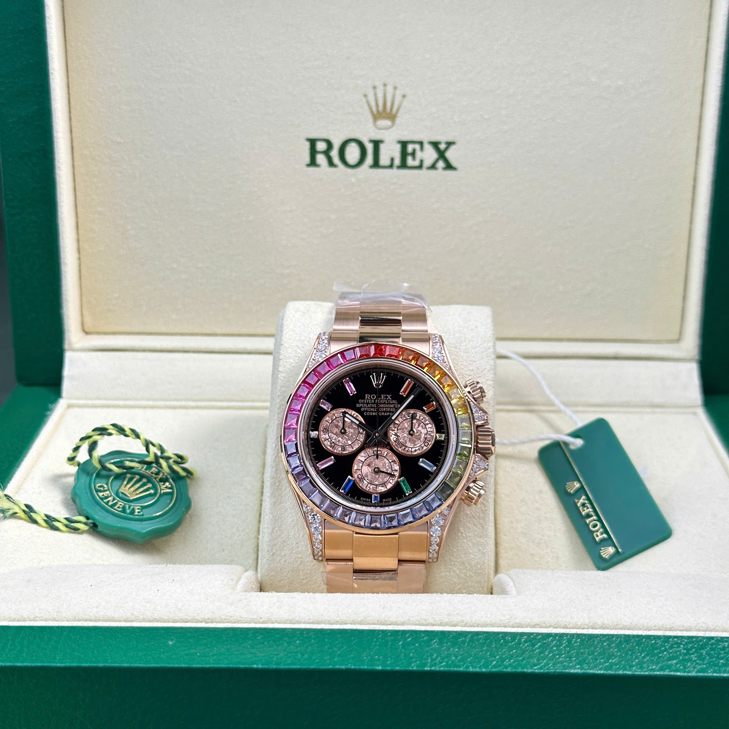 Đồng hồ Rolex Daytona Rainbow nam dây kim loại đính đá xưởng BT Replica 40mm