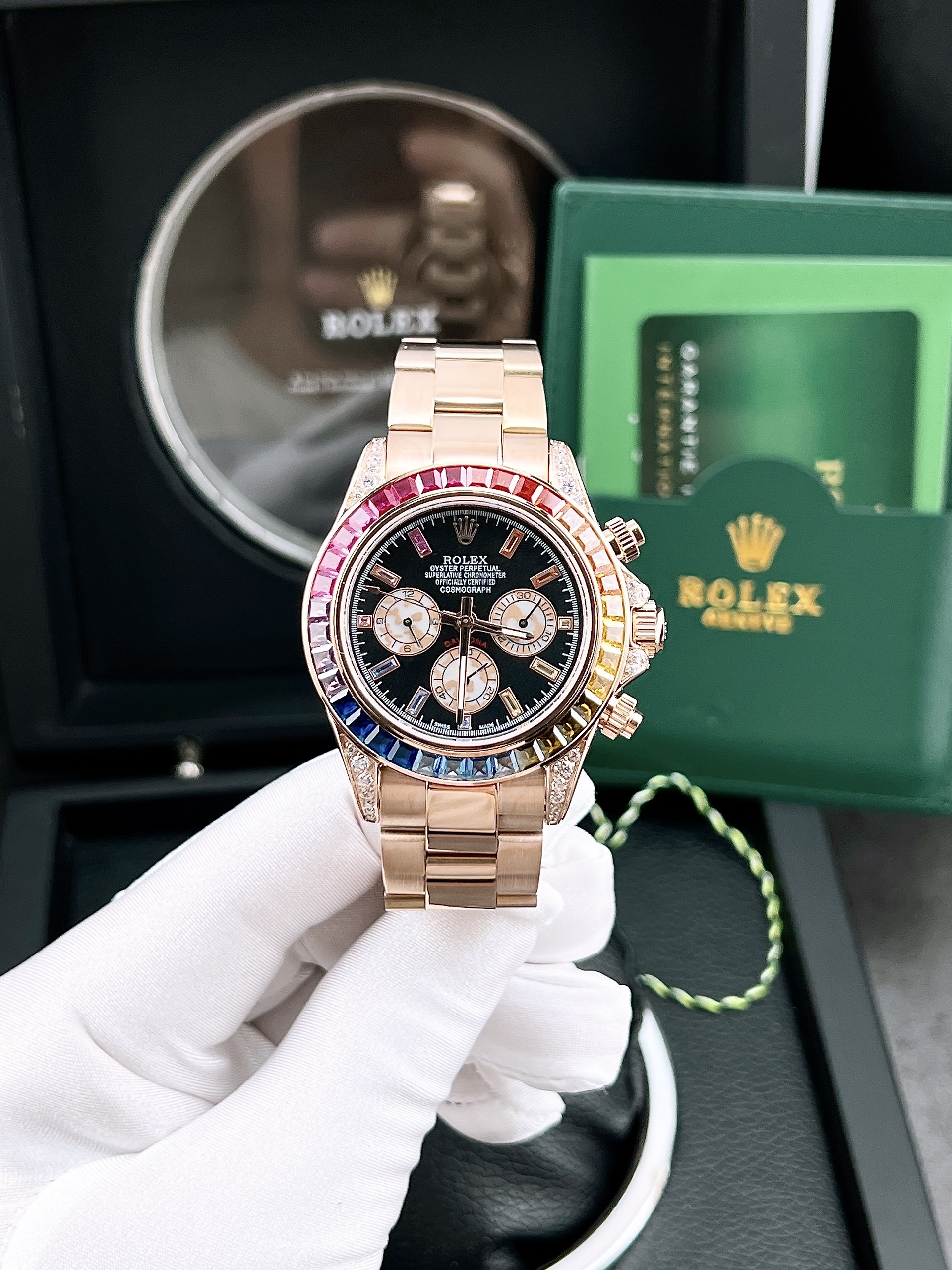 Đồng hồ Rolex Daytona Rainbow ETA 7750 Replica 1:1 Thụy Sỹ 42mm