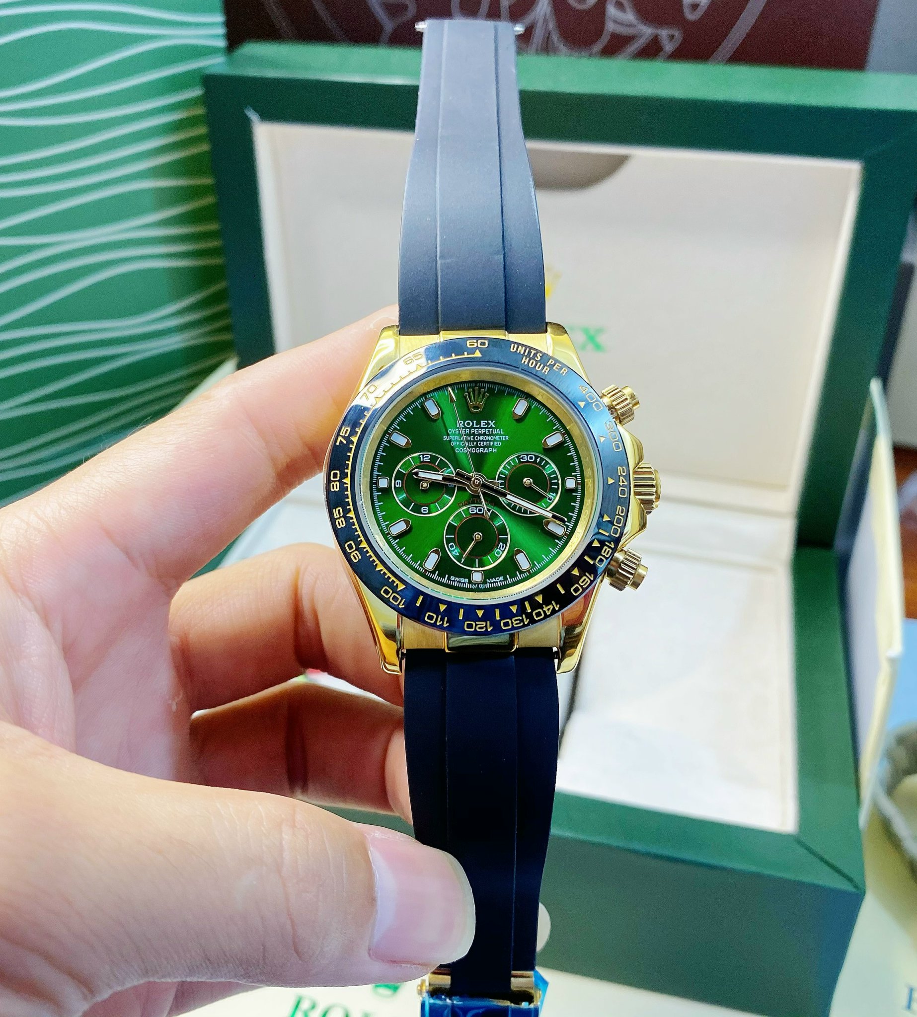 Đồng hồ Rolex Daytona nam mặt xanh lá cây Fake giá rẻ 40mm