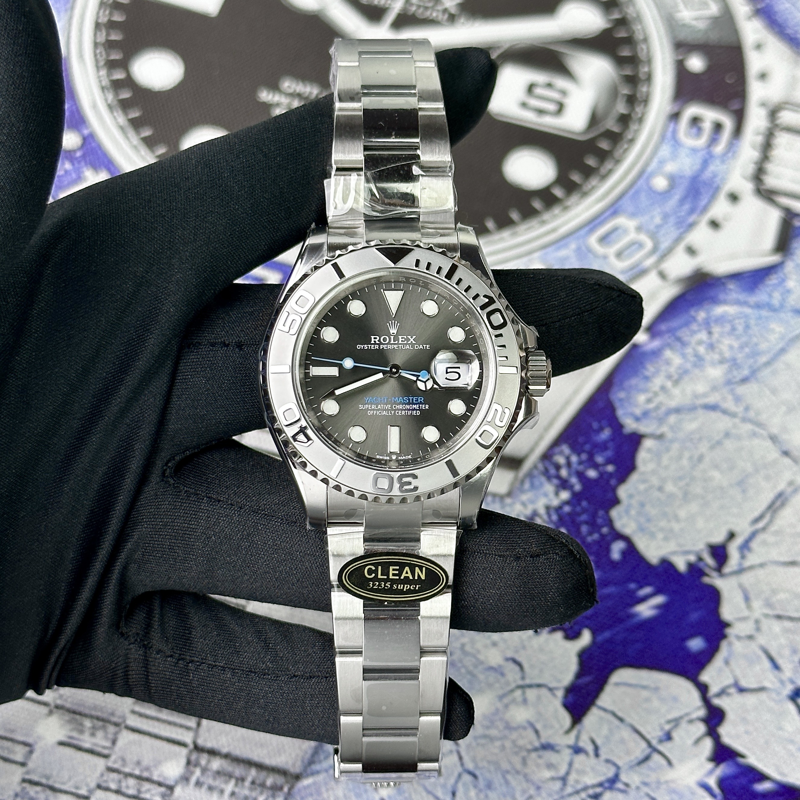 Đồng hồ Rolex Yacht-Master nam mặt xám Rep 11 Cao Cấp Clean Factory 40mm