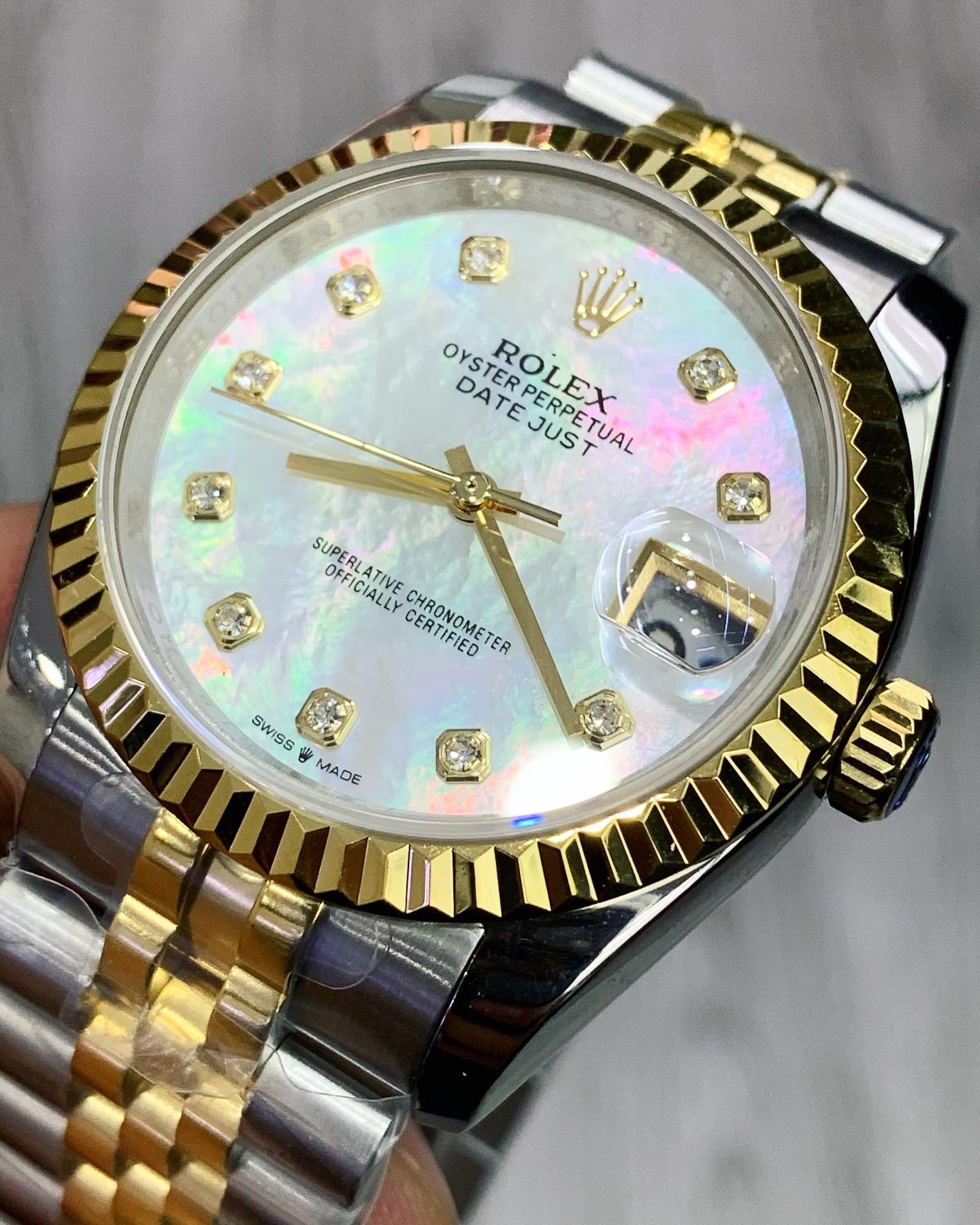 Đồng hồ Rolex nam Siêu Cấp Rolex DateJust Morther Of Pearl Fake 1:1 ETA2836 41mm