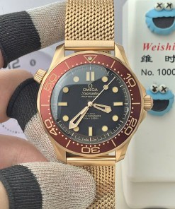 Đồng hồ Omega Seamaster Diver 300M Bronze Gold chế tác cao cấp nhất viền đỏ nhà máy VS 42mm 