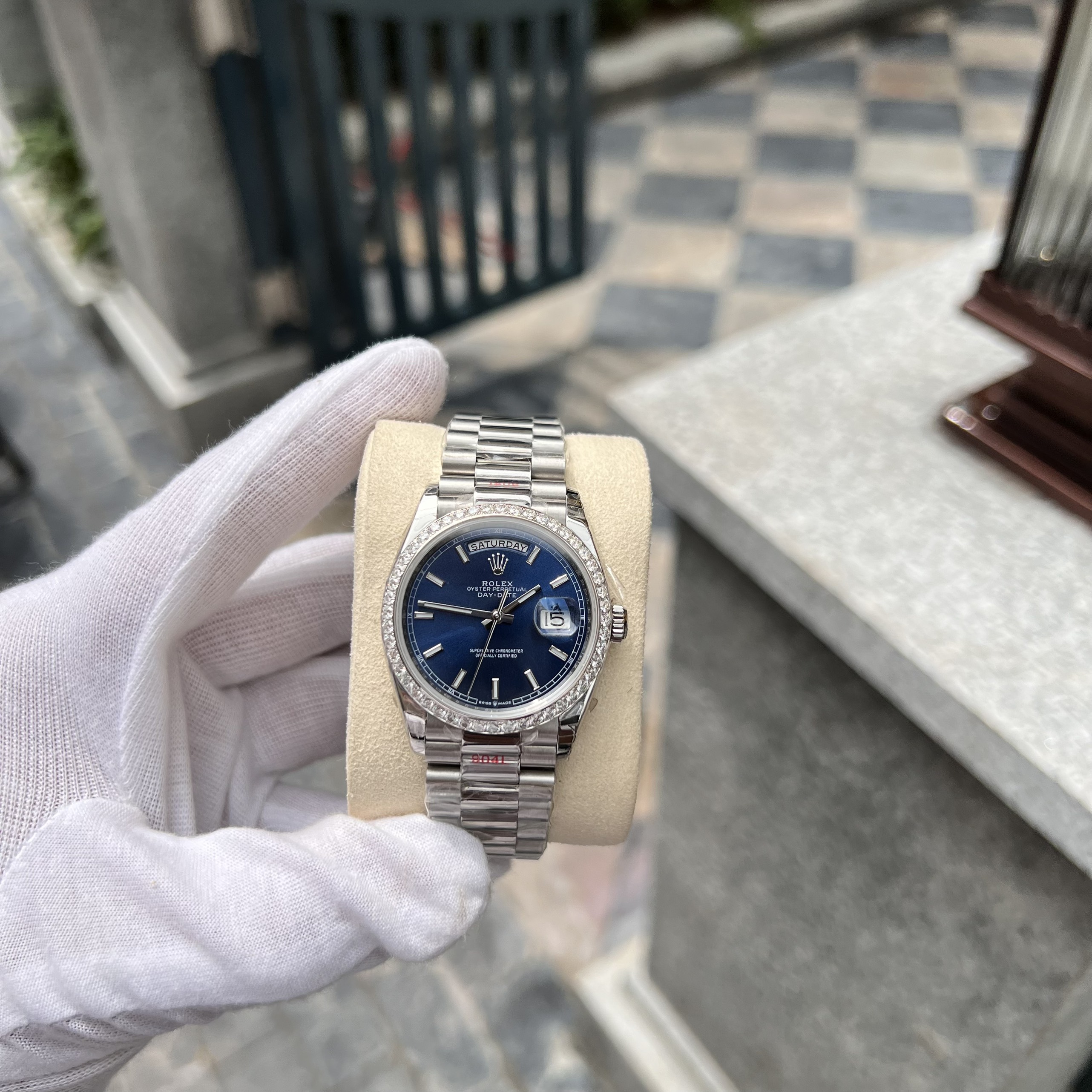 Đồng hồ nam Rolex Day-Date đính đá Replica 1:1 EW Factory 40mm