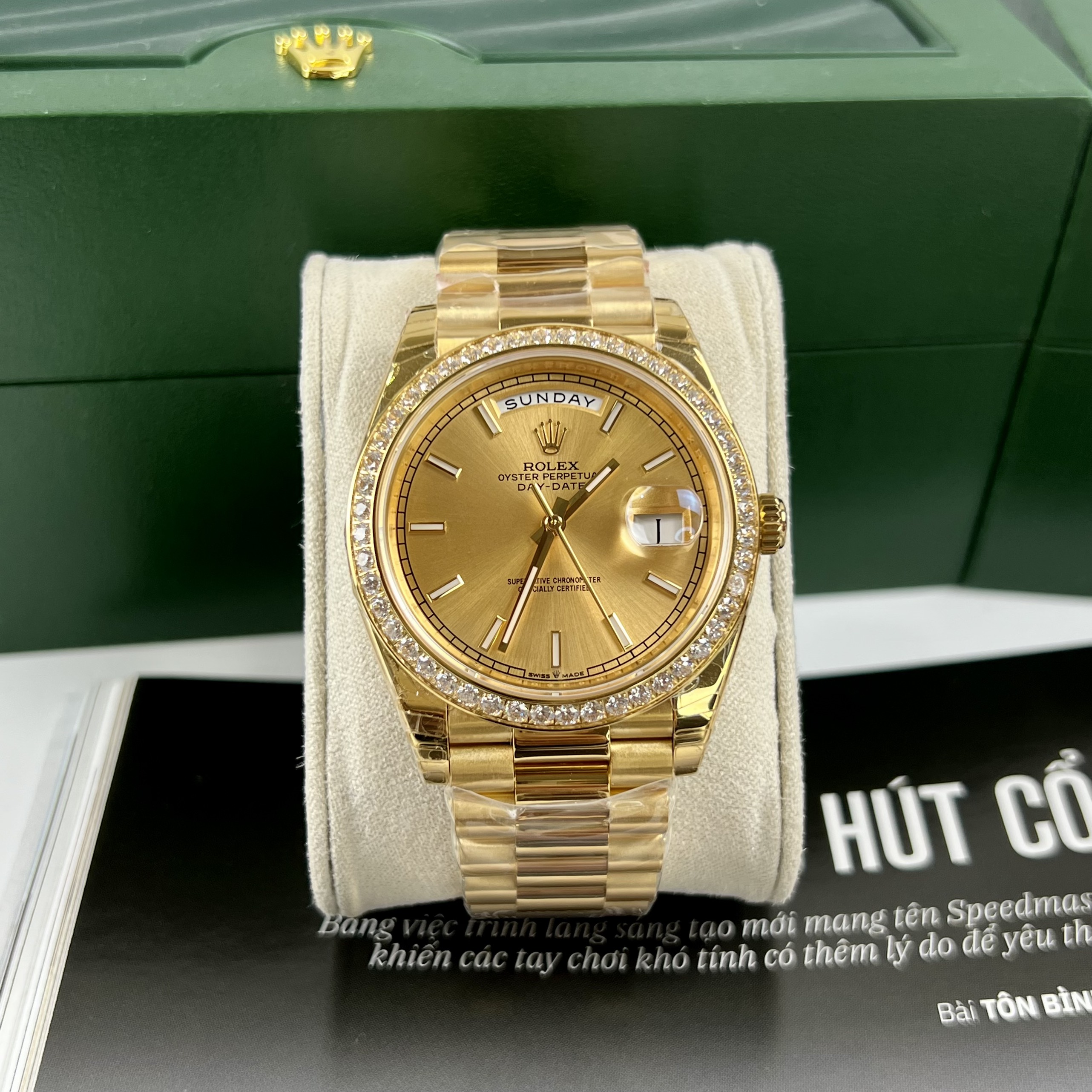 Đồng hồ nam Rolex Day-Date màu vàng Gold Replica 11 EW Factory 40mm
