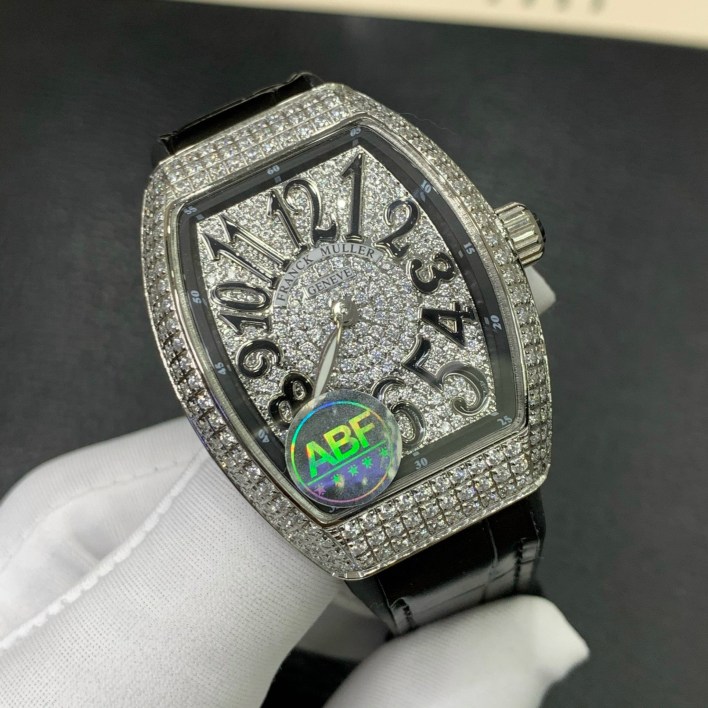 Đồng hồ Franck Muller nữ màu đen siêu cấp đính full kim cương nhân tạo V32 