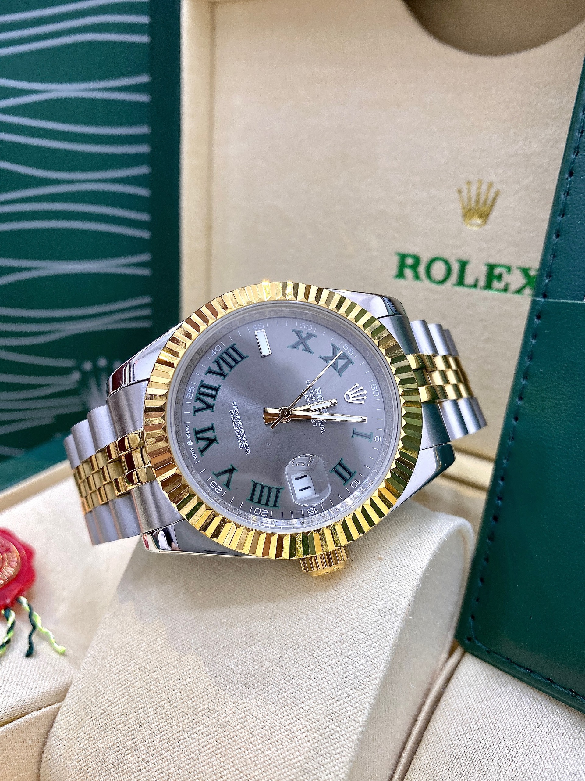 Đồng hồ Rolex DateJust Wimbledon Super Fake Nhật máy cơ 41mm