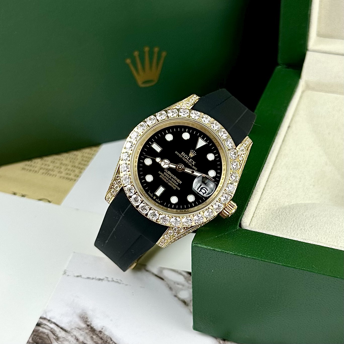 Đồng hồ Rolex Submariner nam đính đá máy cơ Nhật giá rẻ 40mm