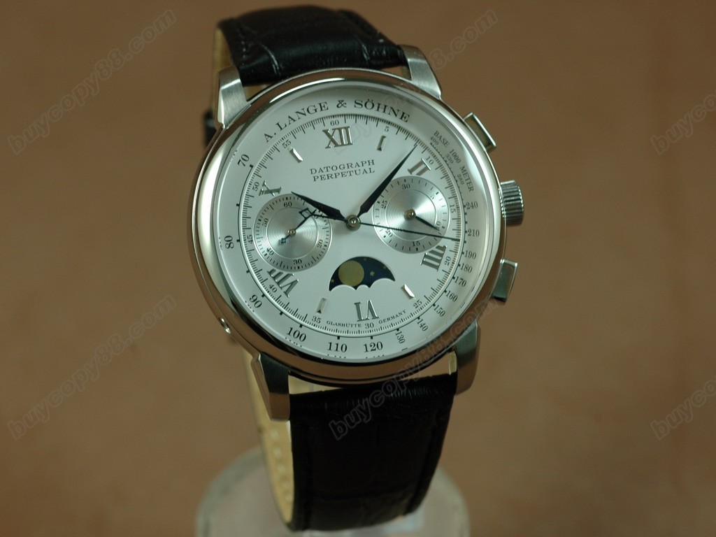 朗格錶【男性用】Moon Phase White Working M/ChronosLemania Manual 手上鏈搭載5