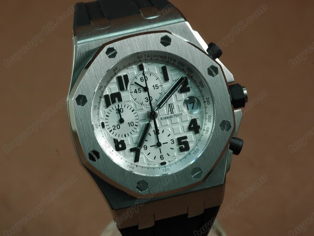 愛彼錶【男性用】Royal Oak Chronograph SS/RU White Asia7750自動機芯搭載10