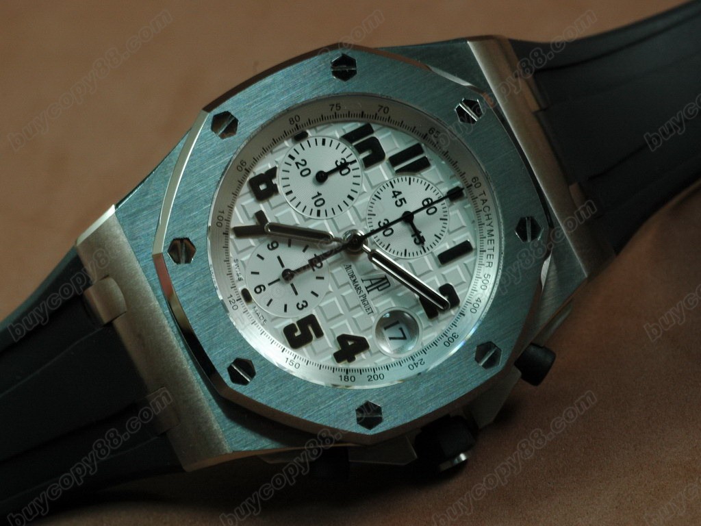 愛彼錶【男性用】Royal Oak Chronograph SS/RU White Asia7750自動機芯搭載7