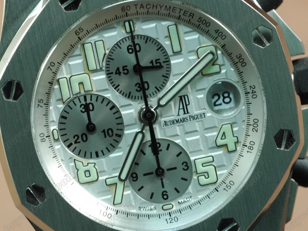 愛彼錶【男性用】Royal Oak Chronograph SS/RU White Asia7750自動機芯搭載12