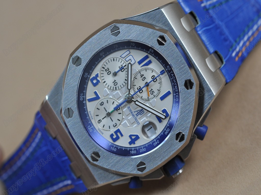 愛彼錶【男性用】 Royal Oak Chronograph SS/LE Wht/Blue Asia7750自動機芯搭載10