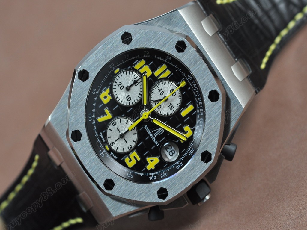 愛彼錶【男性用】Royal Oak Chronograph SS/LE Black/Yellow Asia7750自動機芯搭載9