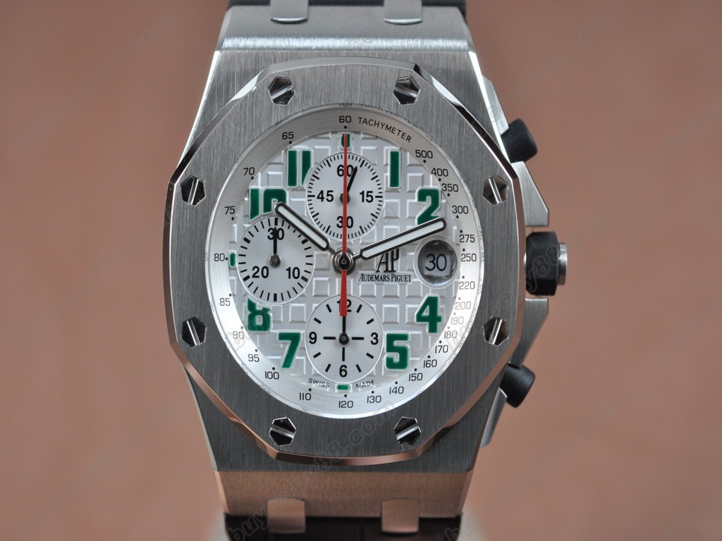 愛彼錶【男性用】Royal Oak Chrono Pride Of Mexico SS/RU Wht/Green Asia7750自動機芯搭載12