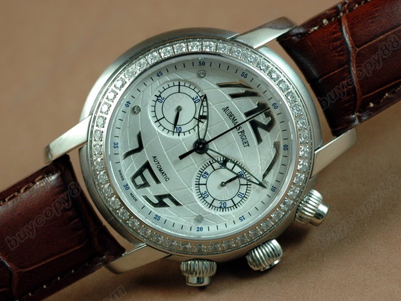 愛彼錶【男性用】Globe Chronograph Diam SS/LE White Asia7750自動機芯搭載3