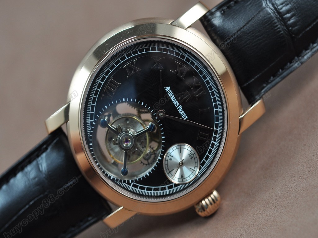 愛彼錶【男性用】Jules Audemars Classics Tourbillon RG/LE Black Flying Tourbillon手上鏈搭載8