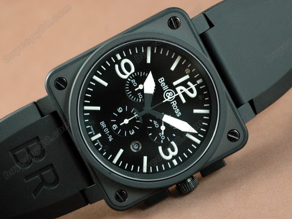 Bell & Ross【男性用】 BR Instrument 01-94 Limited Ed Chrono PVD Black 46mm Swiss Etaクオーツ搭載5