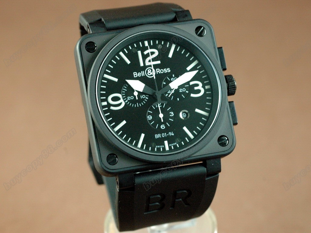 Bell & Ross【男性用】 BR Instrument 01-94 Limited Ed Chrono PVD Black 46mm Swiss Etaクオーツ搭載6