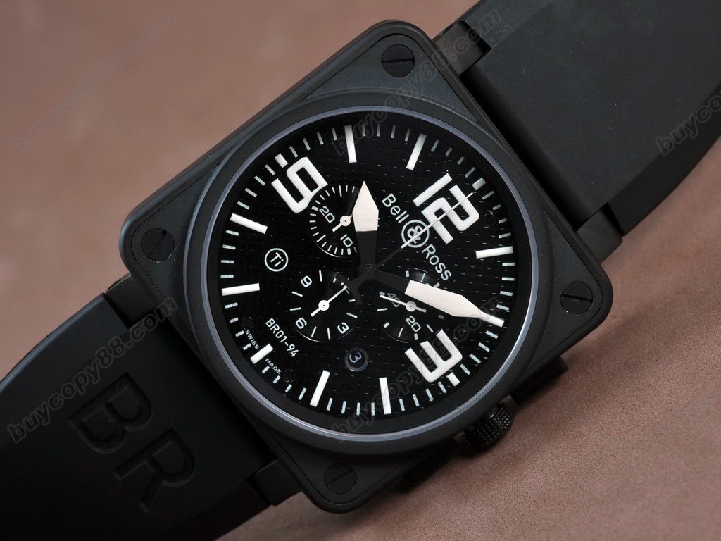 Bell & Ross【男性用】 BR Instrument 01-94 Chrono PVD C/F Black 46mmSwiss クオーツ搭載 4