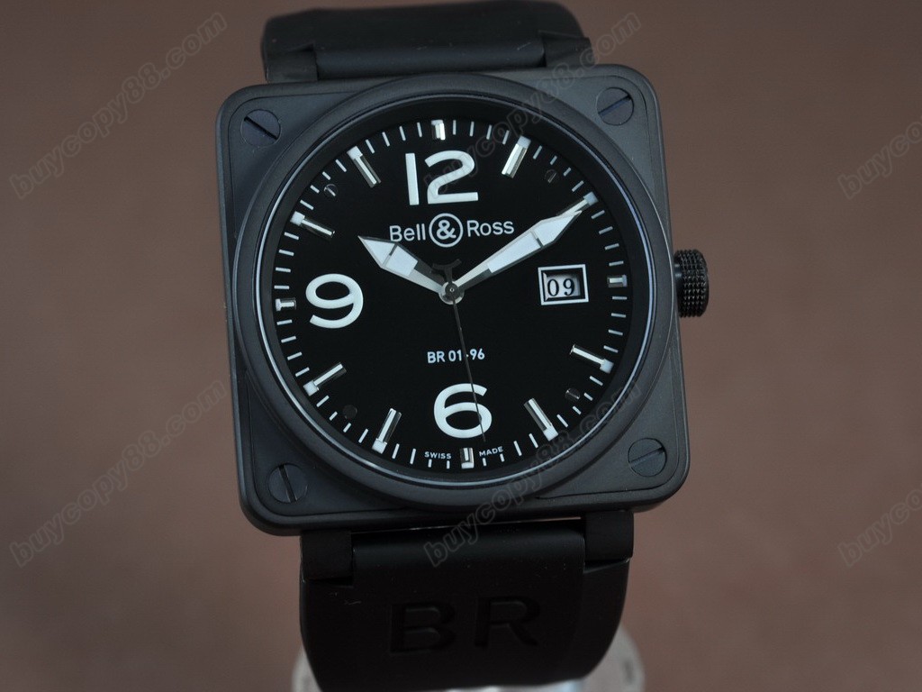 Bell & Ross【男性用】 BR 01-96 PVD Black/White 46mm Asia Eta 2836-2ートマチック搭載5