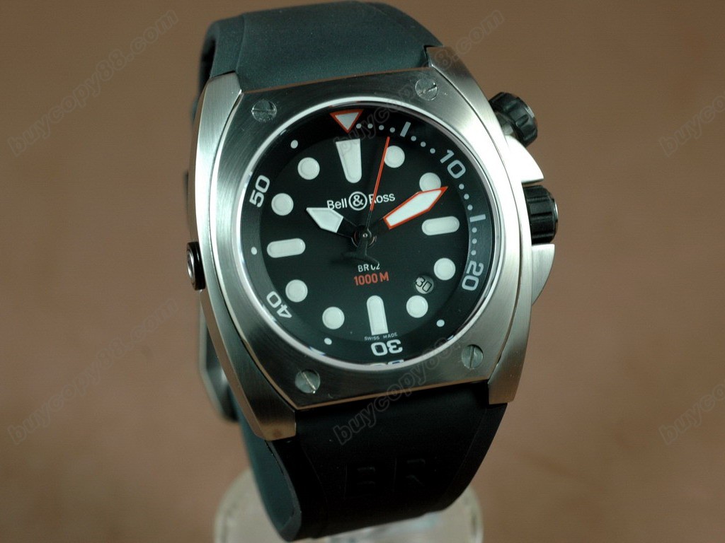 Bell & Ross【男性用】 Instrument BR-02 SS/RU Black Dot/Stk Asia Eta 2824-2自動機芯搭載2