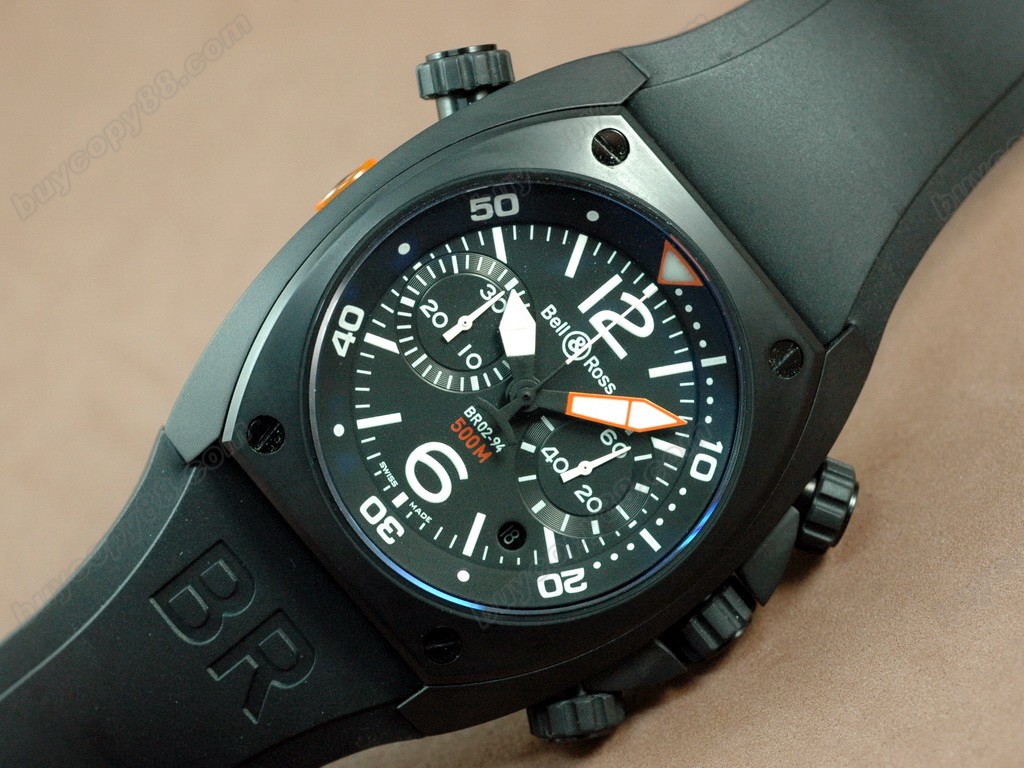 Bell & Ross【男性用】BR-02 Chrono PVD/RU Blk Num/Stk Asia 7750 自動機芯搭載0