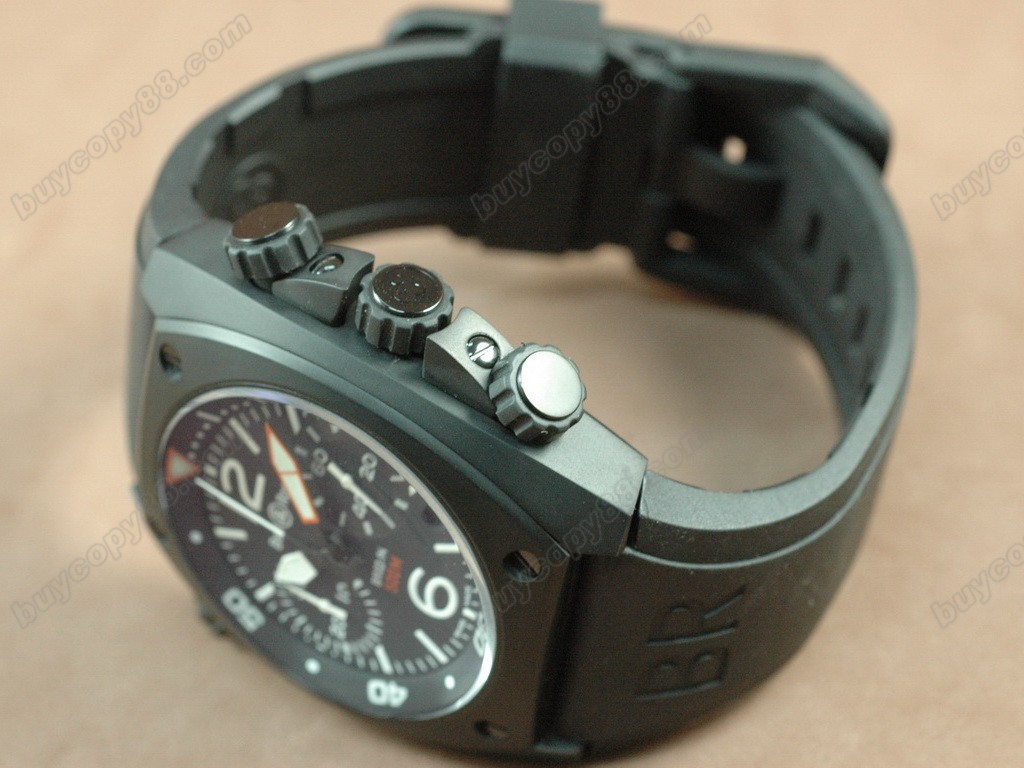 Bell & Ross【男性用】BR-02 Chrono PVD/RU Blk Num/Stk Asia 7750 自動機芯搭載3