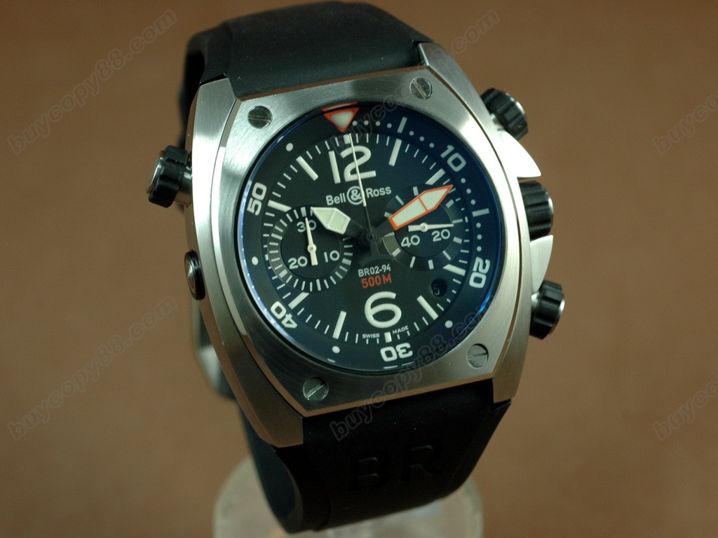 Bell & Ross【男性用】 BR-02 Chrono SS/RU Blk Num/Stk Asia 7750 オートマチック搭載8