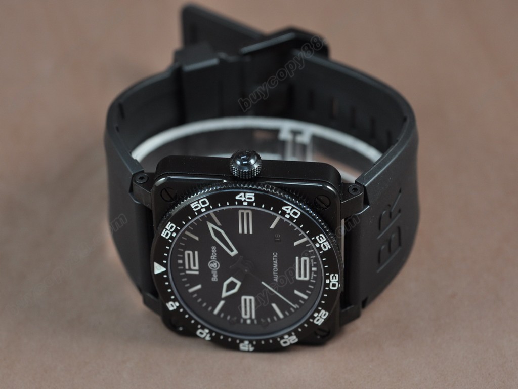 Bell & Ross【男性用】 BR03 PVD/RU  Black Dial Asia Eta 2824-2自動機芯搭載　0