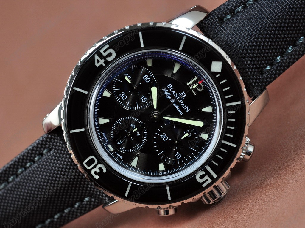 寶鉑錶【男性用】 50 Fathoms Chronograph SS/NY Blk 7750 自動機芯搭載16