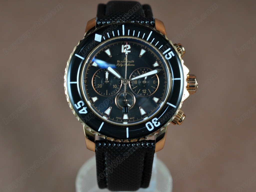 寶鉑錶【男性用】 Watches 50 Fathoms Chronograph RG/NY Blk Jap 石英機芯搭載5