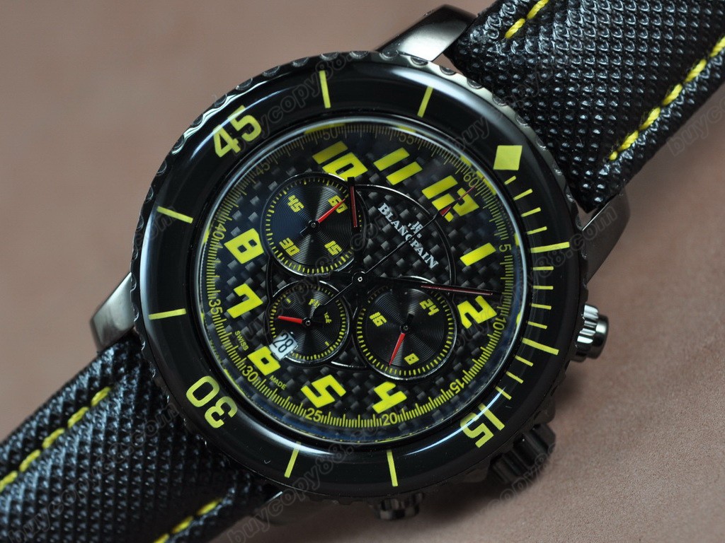 寶鉑錶【男性用】 50 Fathoms Chronograph Limted Ed PVD/NY Blk/Yel Jap 石英機芯搭載Qtz6