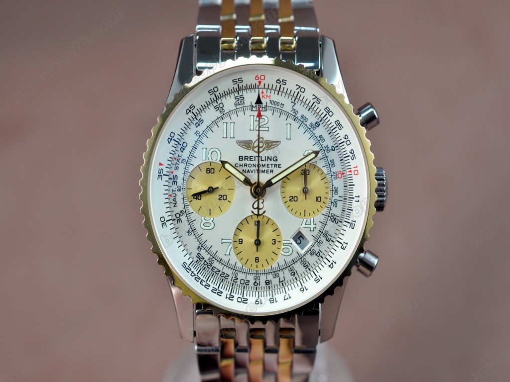 百年靈【男性用】 Navitimer TT White Dial Asia 7750 Chrono 自動機芯搭載8